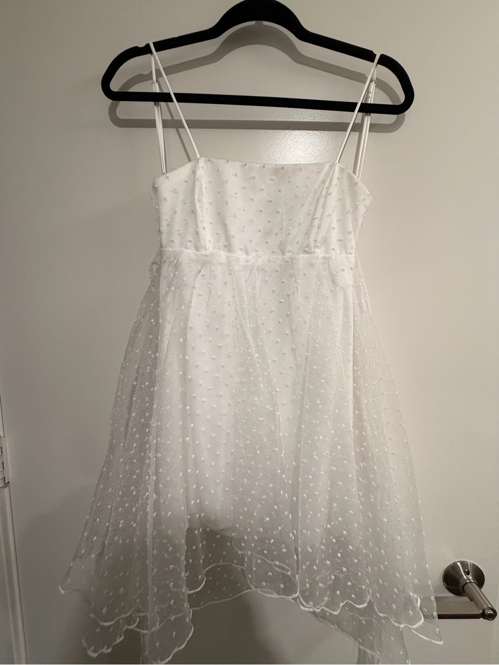 Women’s White Swiss Dot Party Dress